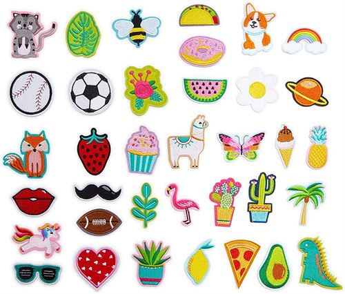 36 Pcs Set Embroidered Iron On Patches, Appliques for Clothing, DIY Sewing,